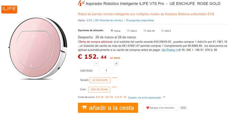 Proceso de compra iLife V7s Pro paso 1